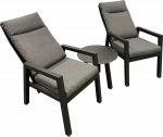 Jamaica caféset/vilstolset - 2 stolar och bord 55 cm i antracit aluminium