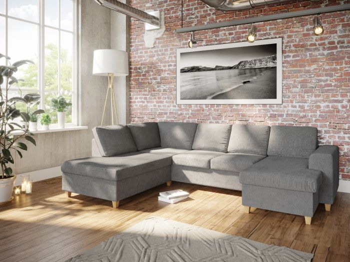 Holmsbu A3D u-soffa med divaner - ljusgrått