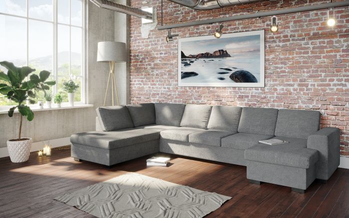 Holmsbu A4D U-soffa med sjeselong - lys grå