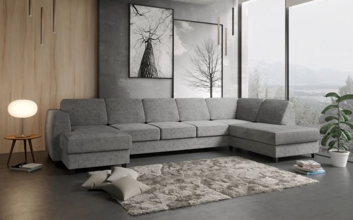 Risør D4A U-soffa med sjeselong - lys grå