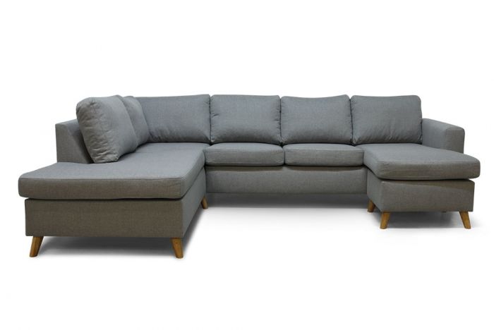 Arendal A3D u-soffa med dubbel divan - ljusgrått