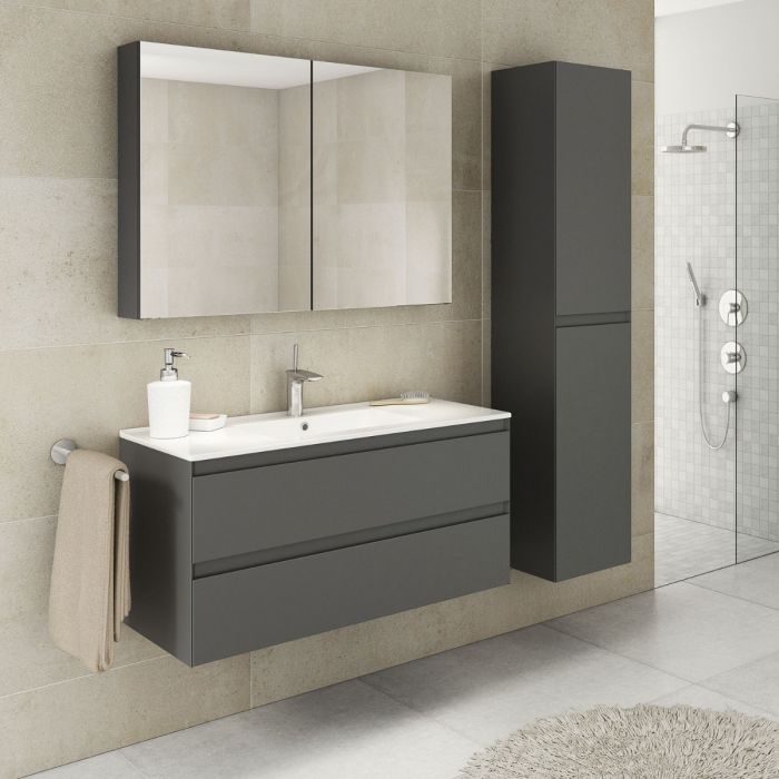NoraDesign 100 cm badrumsmöbel grå matt