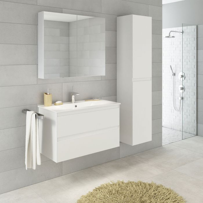 NoraDesign 80 cm badrumsmöbel vit matt