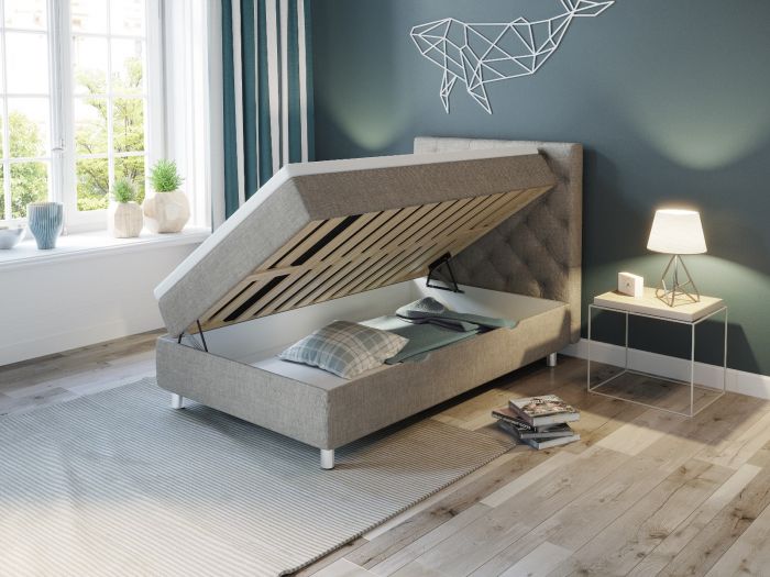 Comfort säng med förvaring 120x200 - beige