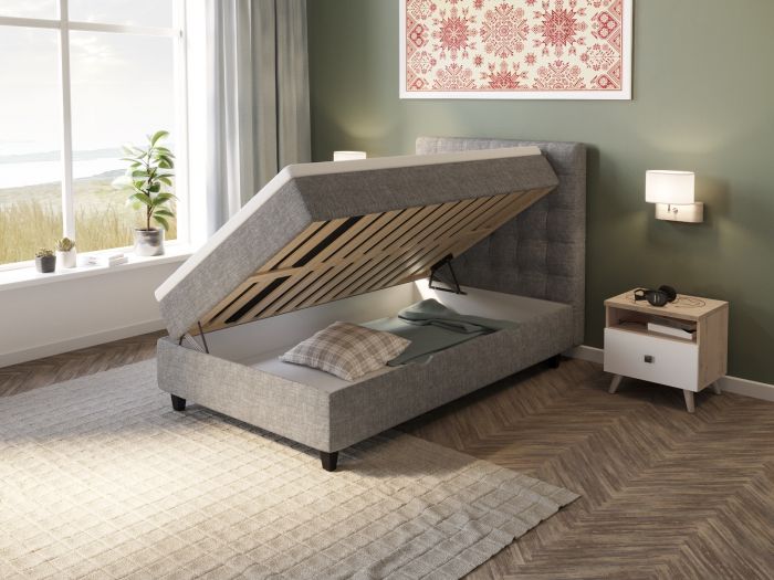 Comfort säng med förvaring 120x200 - ljusgrått