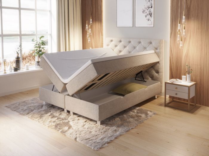 Comfort säng med förvaring 160x200 cm - sand