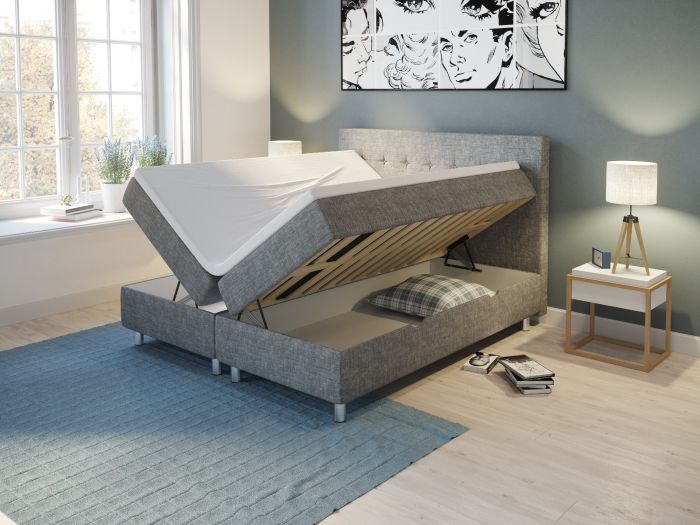 Comfort säng med förvaring 180x200 cm - ljusgrått