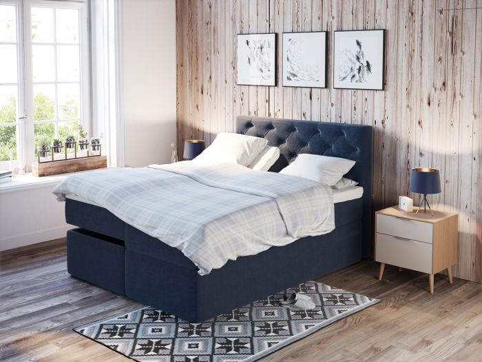 Premium ställbar säng 160x200 - mörkblå