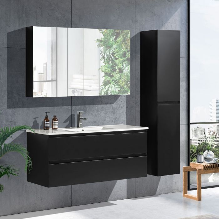 NoraDesign 120 cm badrumsmöbel single svart matt