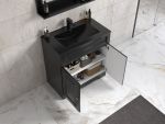 ModeniDesign 80 cm svart matt badrumsmöbel m/svart handfat og spegel
