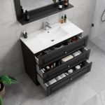 ModeniComfort 100 cm svart matt badrumsmöbel med 2 högskåp