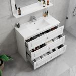 ModeniComfort 100 cm vit matt badrumsmöbel m/vit handfat och spegel