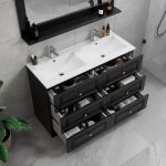 ModeniComfort 120 cm svart matt badrumsmöbel m/vit handfat och spegel