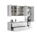 LindaDesign 120 cm vit högglans badrumsmöbel m/spegelskåp