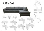 Arendal D3A u-soffa med dubbel divan - ljusgrått