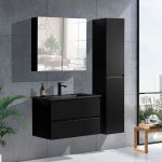 NoraDesign 80 cm badrumsmöbel i svart matt m/svart handfat