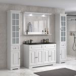 ModeniDesign 120 cm vit matt badrumsmöbel m/svart handfat og spegel