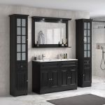 ModeniDesign 120 cm svart matt badrumsmöbel m/vit handfat och spegel