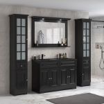 ModeniDesign 120 cm svart matt badrumsmöbel m/svart handfat og spegel