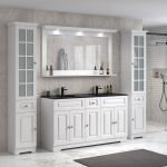 ModeniDesign 150 cm vit matt badrumsmöbel m/svart handfat og spegel