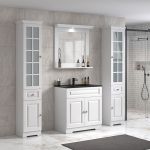 ModeniDesign 80 cm vit matt badrumsmöbel m/svart handfat og spegel