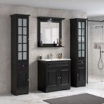 ModeniDesign 80 cm svart matt badrumsmöbel m/vit handfat och spegel