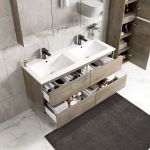 Emma 120 cm badrumsmöbel dubbel grå ek med 1 badrumsskåp