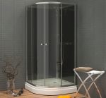 Waterlux silikonfri duschkabin rund 80x80 låg höjd 180 cm grå