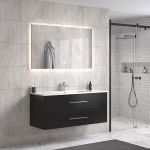 LindaDesign 120 cm badrumsmöbel single m/vit handfat och rektangulär spegel