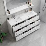 ModeniComfort 150 cm vit matt badrumsmöbel m/vit handfat och spegel