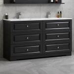 ModeniComfort 150 cm svart matt badrumsmöbel m/vit handfat och spegel
