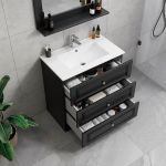 ModeniComfort 80 cm svart matt badrumsmöbel med 2 högskåp