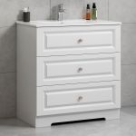 ModeniComfort 80 cm vit matt badrumsmöbel m/vit handfat och spegel