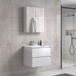 NoraDesign 60 cm badrumsmöbel m/vit handfat och spegelskåp
