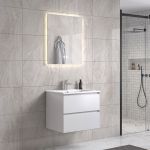 NoraDesign 60 cm badrumsmöbel m/vit handfat och rektangulär spegel