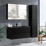 NoraDesign 100 cm badrumsmöbel i svart matt m/svart handfat