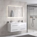 OliviaDesign 120 cm badrumsmöbel dubbel m/vit handfat och rektangulär spegel