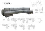 Risør A25 soffa med divan - Blå velur
