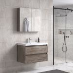 Victoria 80 cm grå alm badrumsmöbel m/spegelskåp