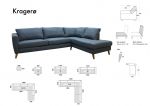 Kragerø A3D sofa med sjeselong - sjøblå