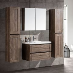 Victoria 100 cm grå alm badrumsmöbel med 2 badrumsskåp
