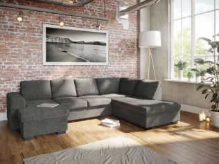 Holmsbu D3A U-soffa med sjeselong - mørk grå