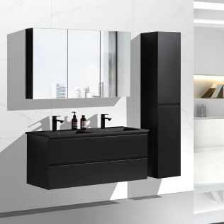 NoraDesign 120 cm badrumsmöbel dubbel mattsvart m/svart handfat