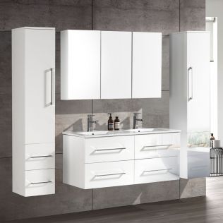 OliviaDesign 120 cm badrumsmöbel dubbel vit högglans