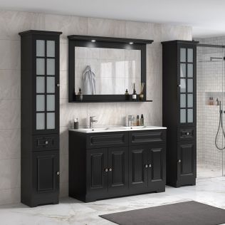 ModeniDesign 120 cm svart matt badrumsmöbel med 2 högskåp