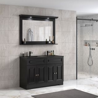 ModeniDesign 120 cm svart matt badrumsmöbel m/svart handfat og spegel