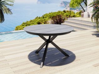 Villa - Rundt matbord 120 cm i betongfärg med ben i antracit aluminium