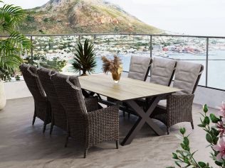 Villa - Matgrupp 220 cm og 6 Holiday-stolar i chockladbrun