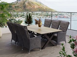 Villa - Matgrupp 220 cm og 6 Holiday-stolar i gråmix
