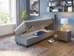 Comfort säng med förvaring 80x200 cm - ljusgrått